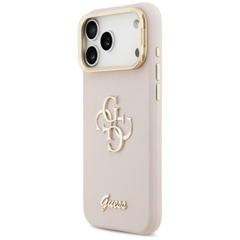 Guess Grained Big 4G & Stand Camera - Etui iPhone 17 Pro Max (różowy)