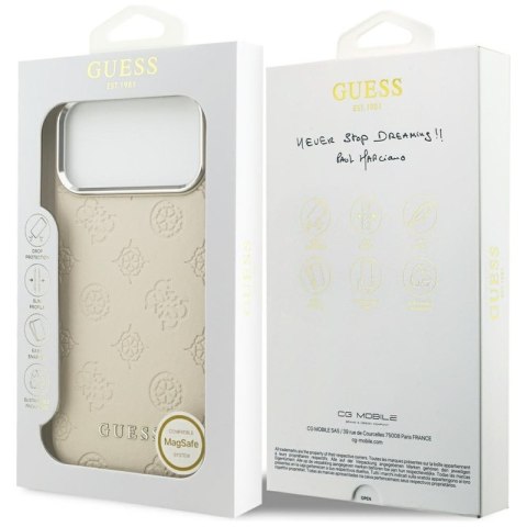 Guess Peony Hot Stamp Script MagSafe - Etui iPhone 17 Pro Max (beżowy)