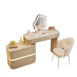 Toaletka kosmetyczna LED/ Komplet mebli blat 80 cm- Lilia - kolor beżowy