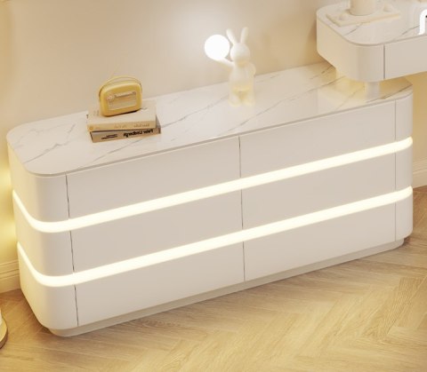 Toaletka kosmetyczna LED/ Komplet mebli blat 80 cm- Olga - kolor biały