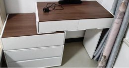 Toaletka kosmetyczna LED/ Komplet mebli blat 80 cm- Paula - kolor biały/orzech