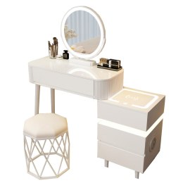 Toaletka kosmetyczna LED z ladowarką indukcyjną/Komplet mebli blat 80 cm Eliza - kolor biały