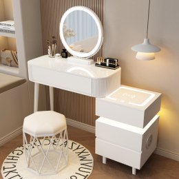 Toaletka kosmetyczna LED z ladowarką indukcyjną/Komplet mebli blat 80 cm Eliza - kolor biały