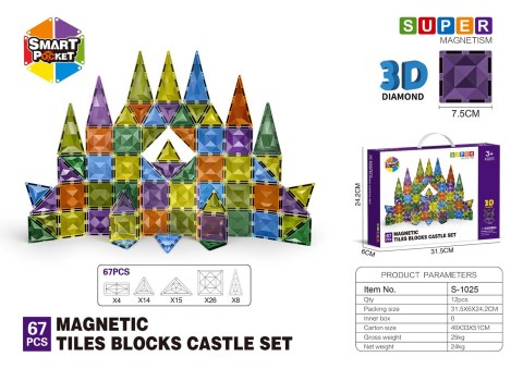 Zestaw Klocków Magnetycznych 3D 67el.