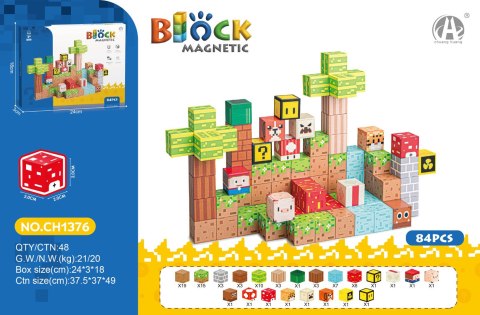 Zestaw Kostek, Klocków Magnetycznych 84el.