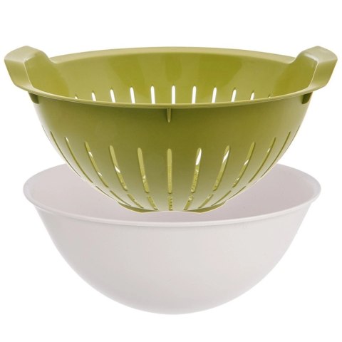 Zestaw Cedzak z Miską ORION ELA 3 L Zielono-Biały 2w1 do Odcedzania