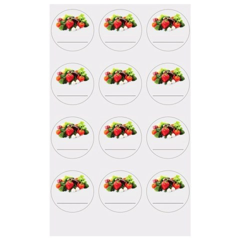 Etykiety Samoprzylepne na Słoiki ORION 36 szt. Okrągłe z Warzywami