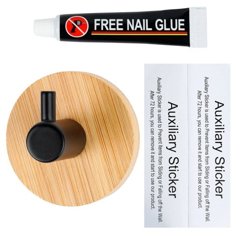 Haczyk Wieszak Samoprzylepny Drewno Bambus Metal Czarny 5 cm Klej