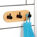 Haczyk Wieszak Potrójny Samoprzylepny Drewno Metal Czarny Klej