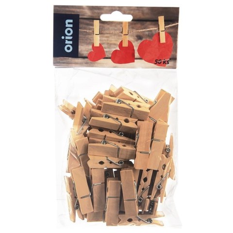 Klamerki Dekoracyjne ORION Drewniane 50 szt. 4,5 cm Scrapbooking