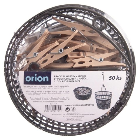 Klamerki na Pranie ORION 50 szt. w Składanym Koszyku Plastikowe