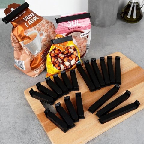 Klipsy do Torebek VILDE 22 szt. Czarny 2 Rozmiary Tworzywo Szczelne