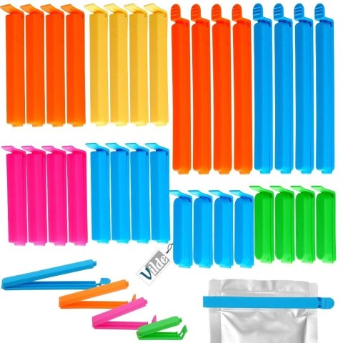 Klipsy do Torebek VILDE 32 szt. 4 Rozmiary Mix Kolorów Świeżość