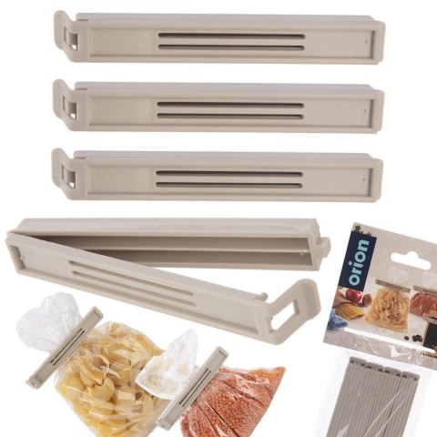 Klipsy do Torebek ORION 4 szt. Beżowe 11 cm Tworzywo Szczelne Wygodne