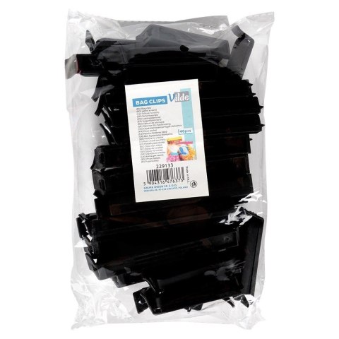 Klipsy do Torebek VILDE 40 szt. 2 Rozmiary Czarny Szczelne Duży Zestaw