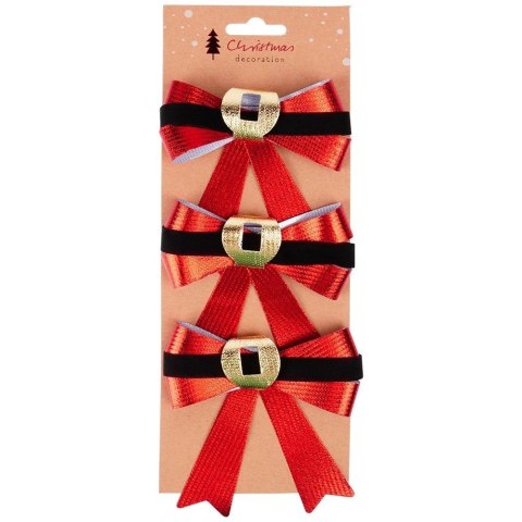 Kokarda Dekoracyjna Świąteczna HSD 3 szt. 10 x 10 cm Czerwona Połysk