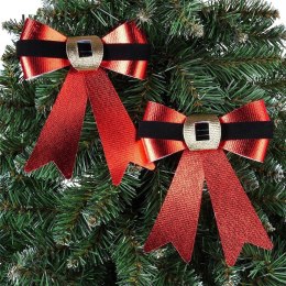 Kokarda Dekoracyjna Świąteczna HSD 2 szt. 15 x 17 cm Czerwona Połysk