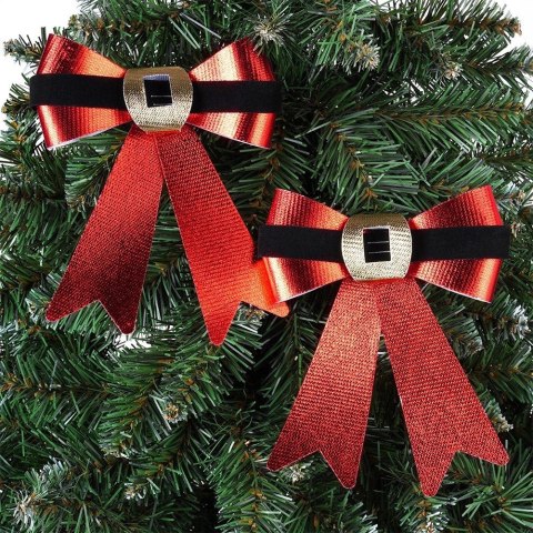 Kokarda Dekoracyjna Świąteczna HSD 2 szt. 15 x 17 cm Czerwona Połysk