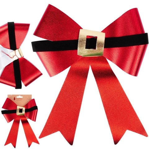 Kokarda Dekoracyjna Świąteczna HSD Duża 22 x 28 cm Czerwona Choinka