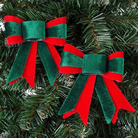 Kokarda Świąteczna HSD Welurowa 2 szt. 11,5 x 13 cm Mix Kolorów