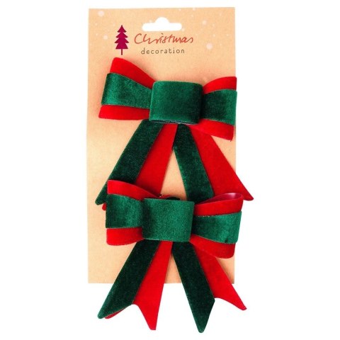 Kokarda Świąteczna HSD Welurowa 2 szt. 11,5 x 13 cm Mix Kolorów