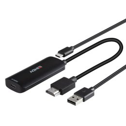 Lindy 43423 adapter kablowy 0,2 m USB Type-C HDMI + USB Type-C Czarny