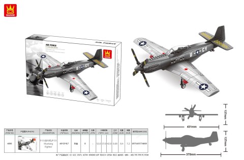 Zestaw Klocków Samolot Wojskowy 256el.