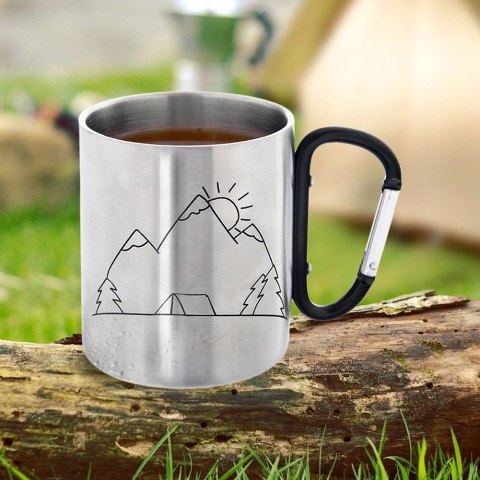 Kubek Turystyczny Termiczny Stalowy z Karabińczykiem Prezent ORION 350 ml