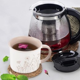 Kubek Porcelanowy 400 ml ORION Kwiaty Biały z Beżowym Wnętrzem do Zmywarki