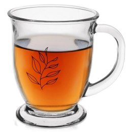 Kubek Szklany 450 ml ORION Grube Szkło z Motywem Liścia do Zmywarki