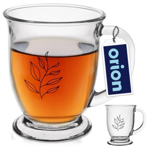 Kubek Szklany 450 ml ORION Grube Szkło z Motywem Liścia do Zmywarki