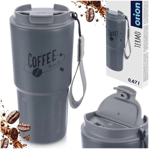 Kubek Termiczny 590 ml ORION TERMO Szary Coffee Time z Uchem Szczelny