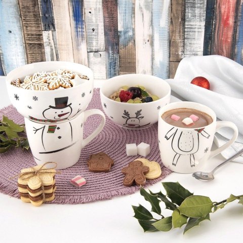 Kubek z Miseczką Porcelanowy 2 el. ORION Zima Bałwan Zestaw Śniadaniowy