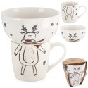 Kubek z Miseczką Porcelanowy 2 el. ORION Renifer Zestaw Śniadaniowy