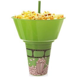Kubek z Miską na Popcorn Zielony 500 ml ORION ze Słomką 1 L