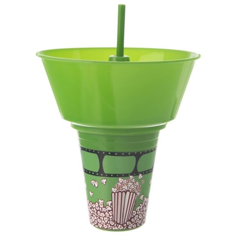 Kubek z Miską na Popcorn Zielony 500 ml ORION ze Słomką 1 L