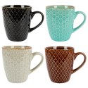 Kubki Ceramiczne 250 ml 4 Szt. ORION Tłoczone Kolorowe Pudełko Prezentowe