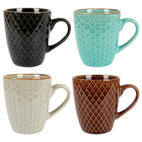 Kubki Ceramiczne 250 ml 4 Szt. ORION Tłoczone Kolorowe Pudełko Prezentowe