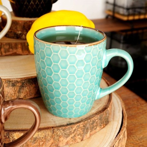 Kubki Ceramiczne 250 ml 4 Szt. ORION Tłoczone Kolorowe Pudełko Prezentowe