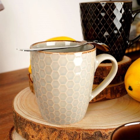 Kubki Ceramiczne 250 ml 4 Szt. ORION Tłoczone Kolorowe Pudełko Prezentowe