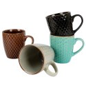 Kubki Ceramiczne 250 ml 4 Szt. ORION Tłoczone Kolorowe Pudełko Prezentowe