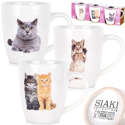 Kubki Ceramiczne Koty 220 ml 3 Szt. ORION do Zmywarki i Mikrofali