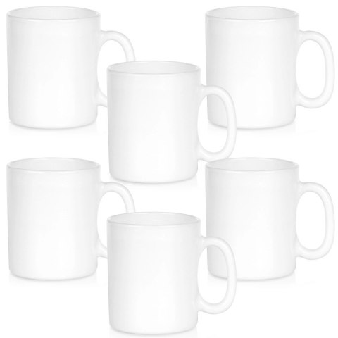 Kubki Szklane 300 ml 6 Szt. ORION Białe Szkło Opalowe do Zmywarki