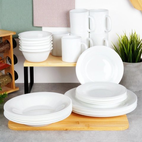 Kubki Szklane 300 ml 6 Szt. ORION Białe Szkło Opalowe do Zmywarki