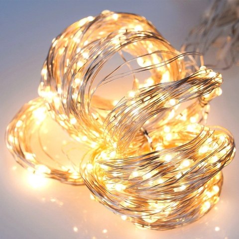 Kurtyna Świetlna 300 led 3 m ORION z Pilotem Ciepła Barwa usb