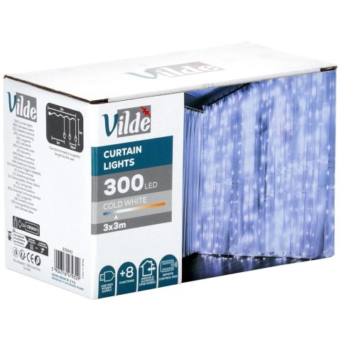 Kurtyna Świetlna 300 led 3 m ORION z Pilotem Zimna Barwa usb