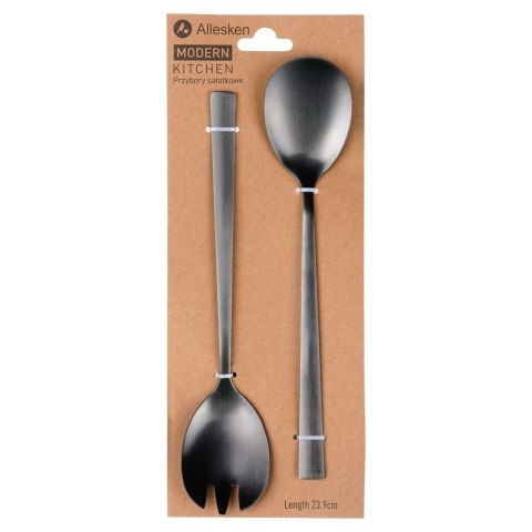 Łyżki do Sałatek Stal Nierdzewna Czarne 23,5 cm 2 Sztuki MONDEX