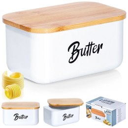 Maselniczka Pojemnik na Masło Stalowa Biała Klasyczna VILDE 15x10x7,5 cm