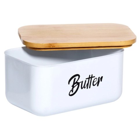 Maselniczka Pojemnik na Masło Stalowa Biała Klasyczna VILDE 15x10x7,5 cm