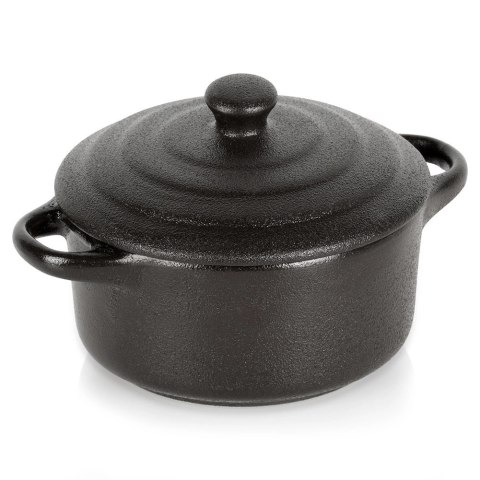 Miseczka do Zapiekania 150 ml Porcelanowa Czarna z Pokrywką VILDE